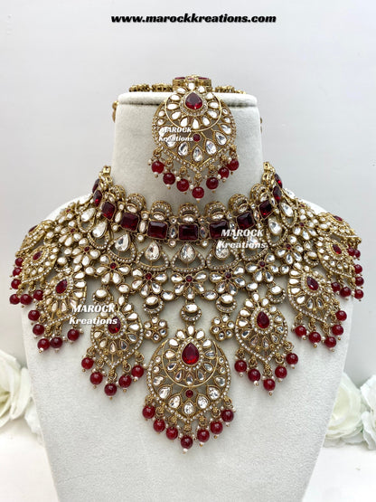 Shinal Uncut Polki Statement Necklace set/Bridal set