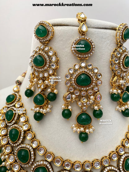 Harsha Premium Quality Kundan and Monalisa stone Statement Necklace set