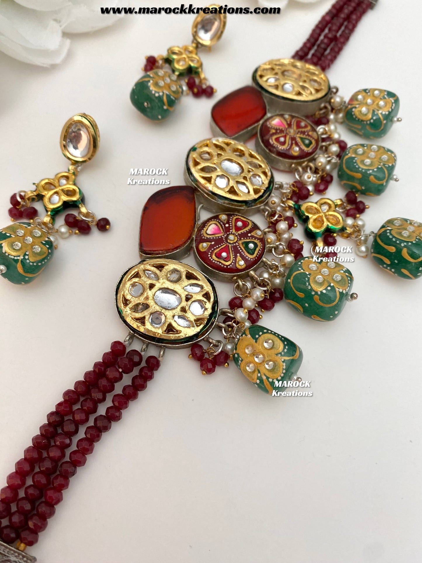 Palak Premium Quality Kundan Meenakari Statement Choker set