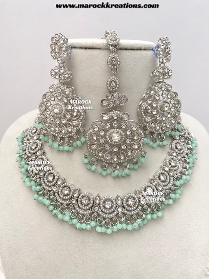Silver Stone Necklace set