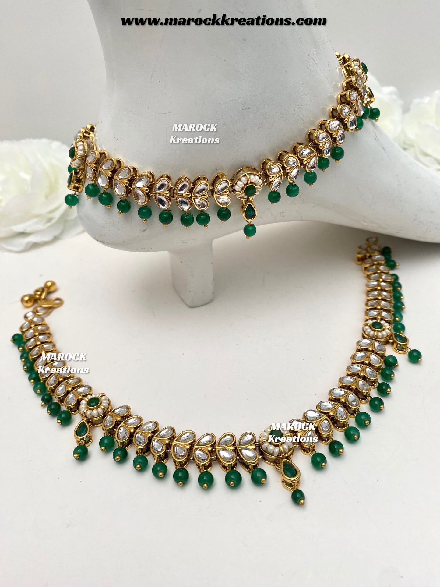 Zeenat Premium quality Kundan Anklets/Payal/Jhanjhran