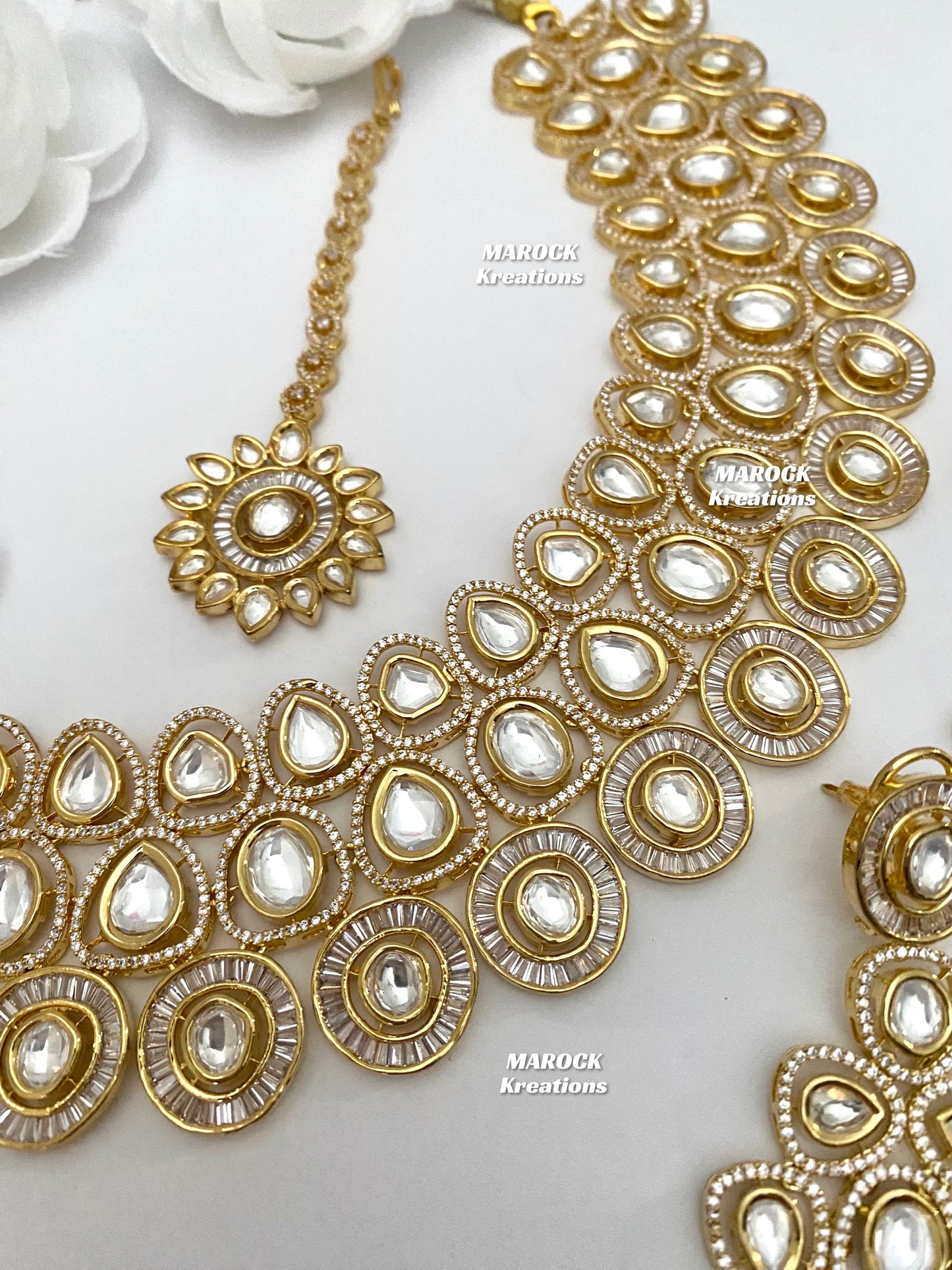 Tyani inspired Premium Quality Gold plated real kundan Necklace set