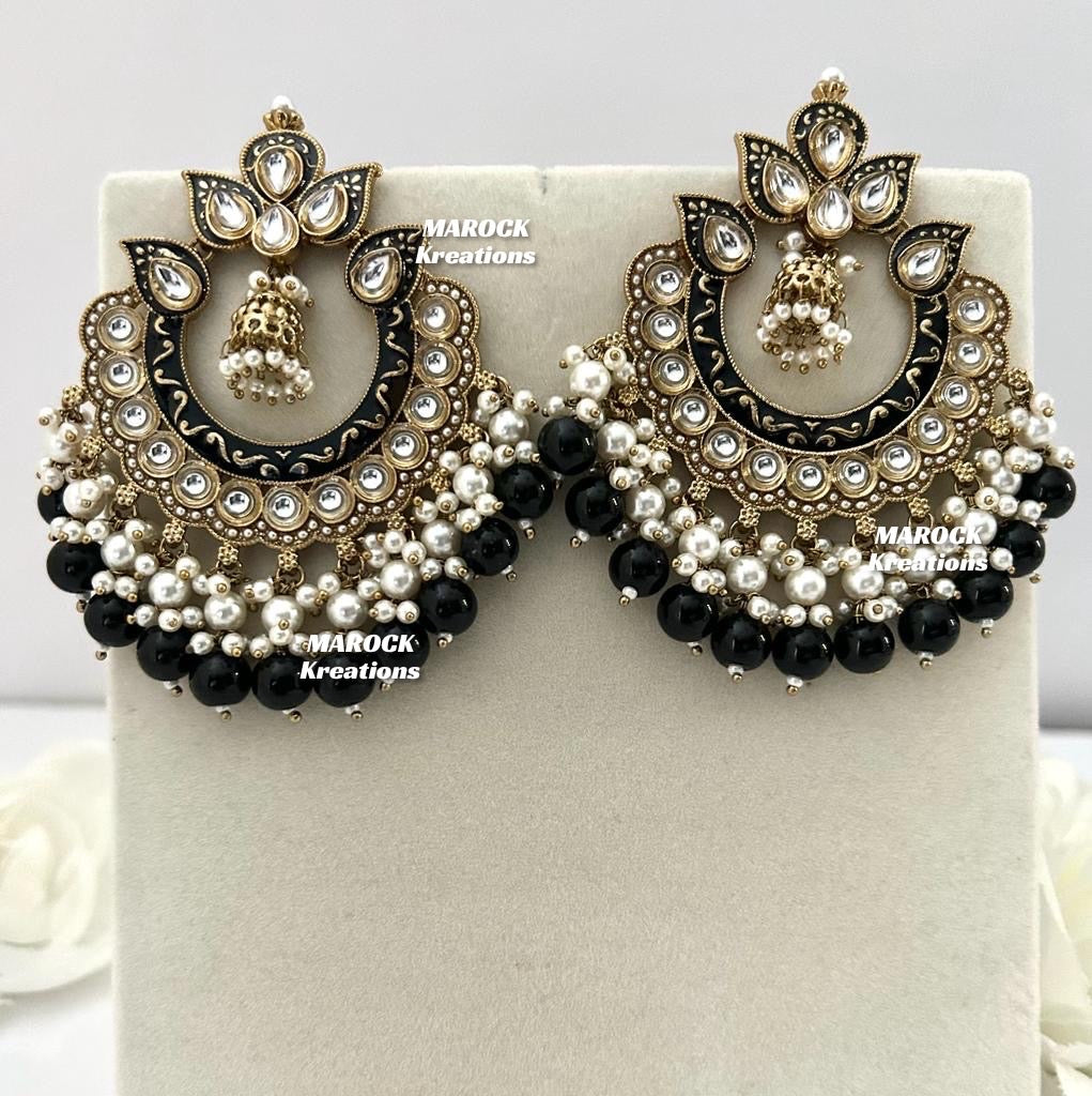 Premium Quality Kundan Meenakari Statement Earrings