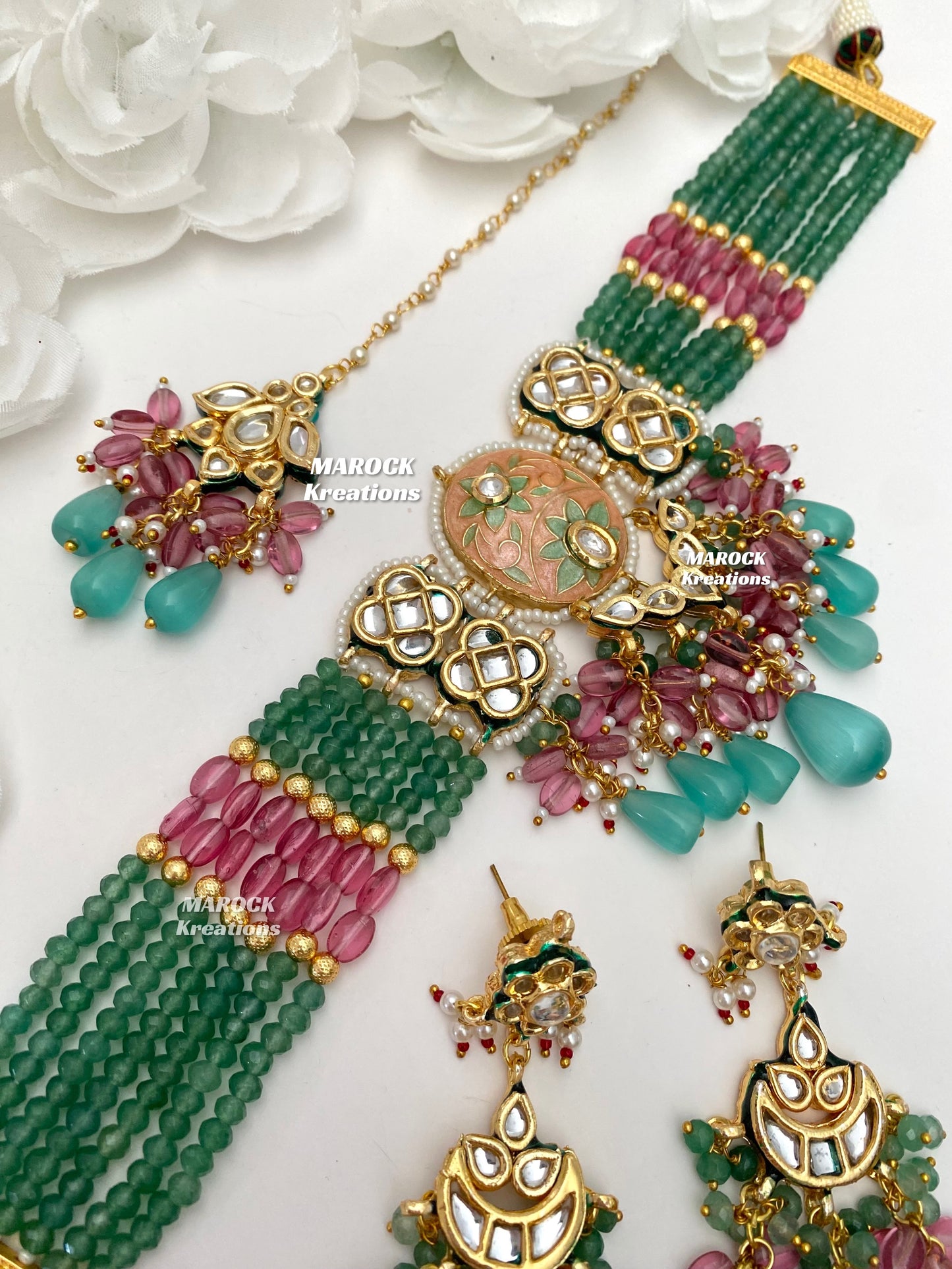 Brinda Premium Quality Kundan Meenakari Statement Choker set