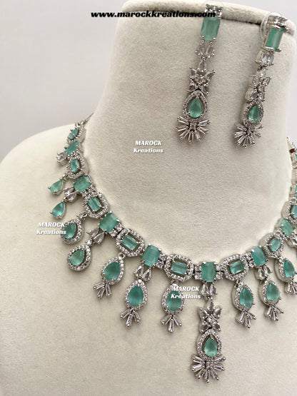Erica Silver American Diamond Necklace set