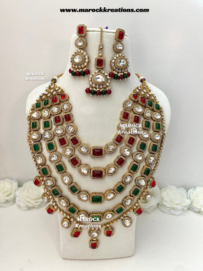 Samira Premium Quality Kundan Multi layer statement Rani haar set