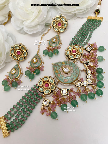 Natasha Premium Quality Kundan Meenakari Statement Choker set