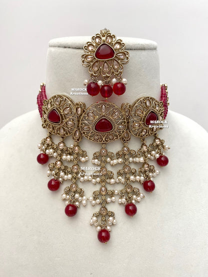 Amaira Antique Gold Polki choker set