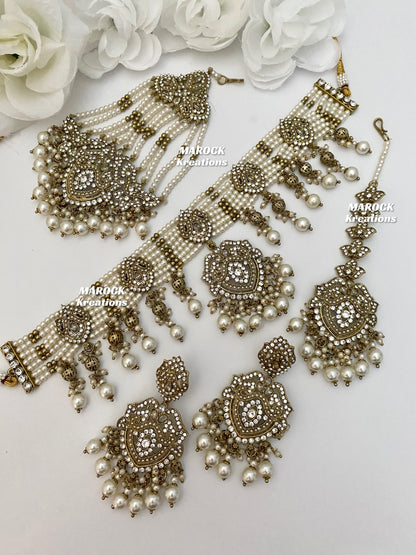 Amy Antique Gold Pakistani Choker set