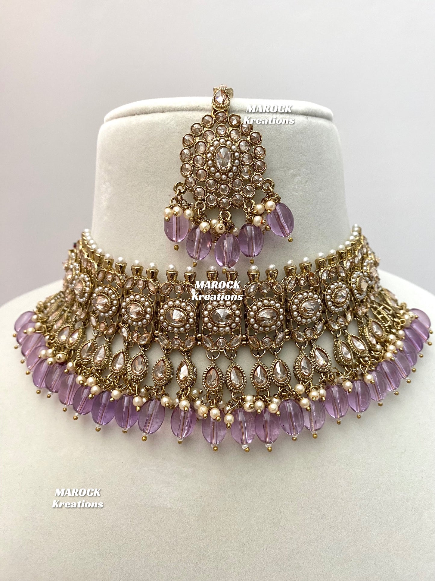 Antique Gold Polki choker sets