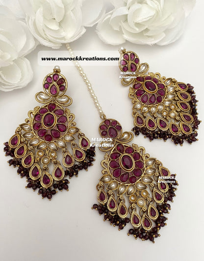 Premium Quality Kundan Earrings and tikka set