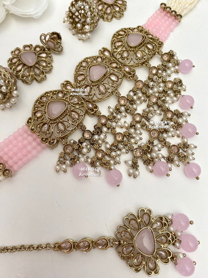 Amaira Antique Gold Polki choker set