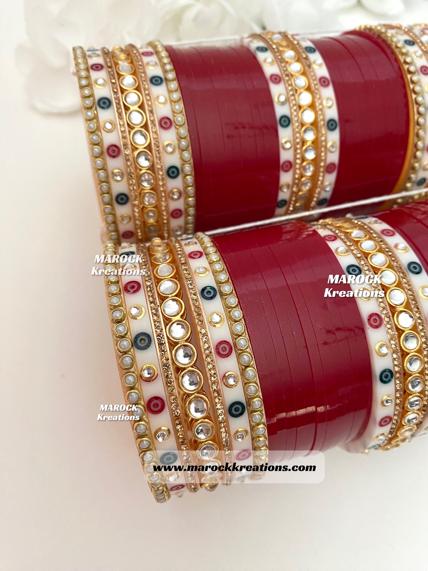 Kundan traditional Maroon/Dark Red Bridal Choora/Bridal Bangles