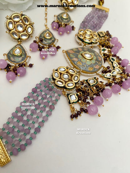 Natasha Premium Quality Kundan Meenakari Statement Choker set