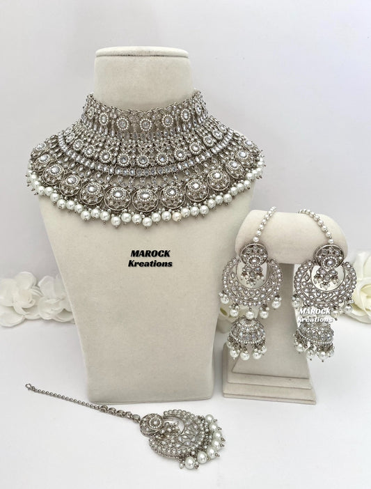 Polki Silver Necklace set/Bridal set