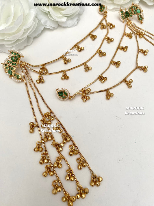 Sakina Premium quality Gold plated Kashmiri Statement Earrings with attached Saharey