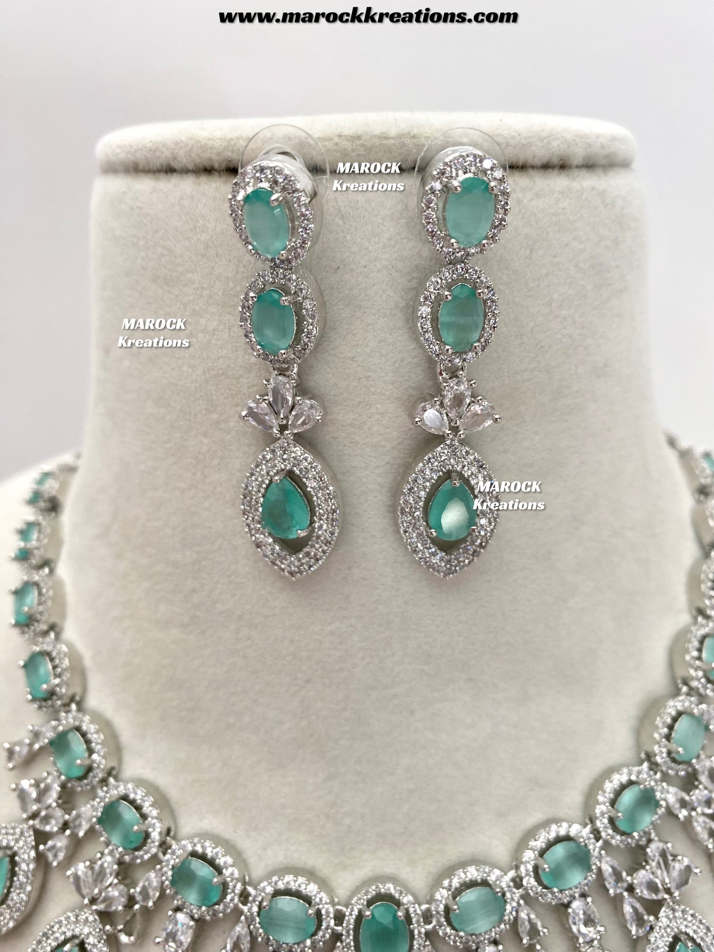Samiha Silver American Diamond Necklace set