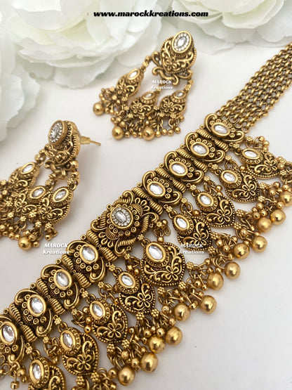 Robin Premium Quality Gold Plated Rajwadi choker set