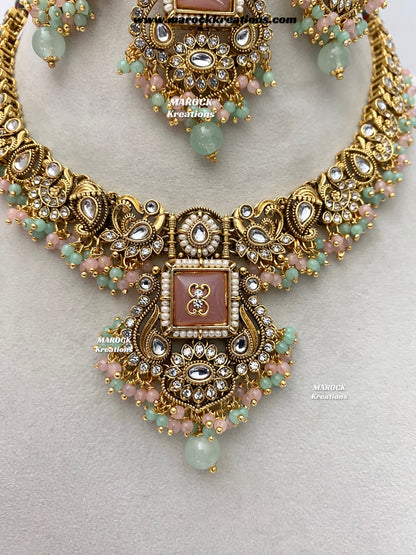Nidhi Premium Quality Kundan Statement necklace set