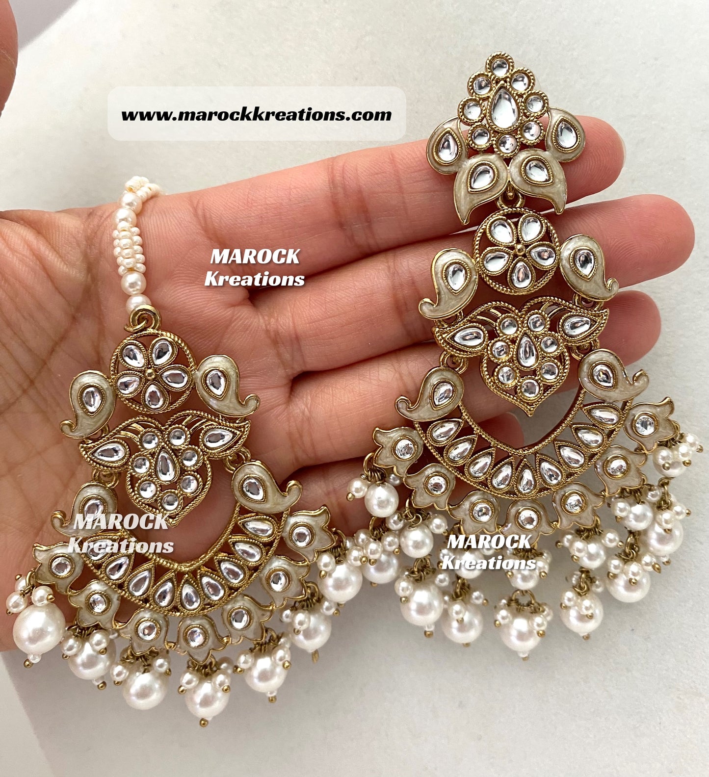 Premium Quality Kundan Meenakari Statement Earrings and tikka set