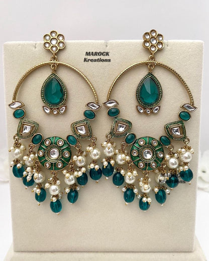 Bollywood style premium quality Kundan Statement Earrings