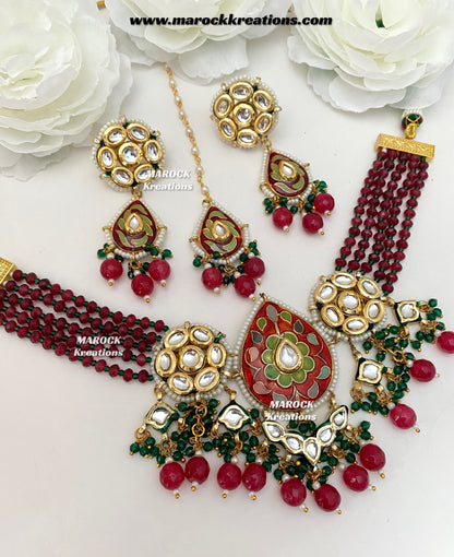 Natasha Premium Quality Kundan Meenakari Statement Choker set