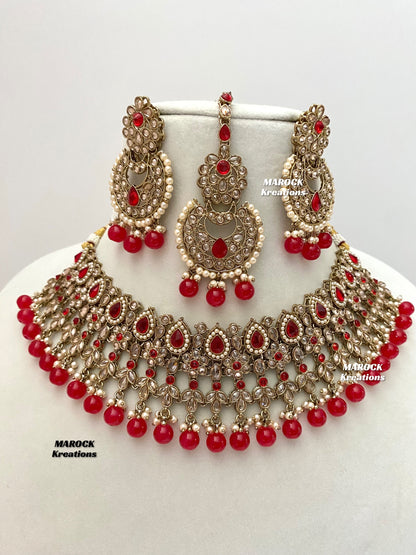 Sadhna Antique Gold Polki Necklace set