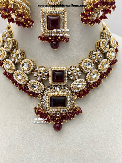 Roshani Premium Quality Kundan Statement necklace set