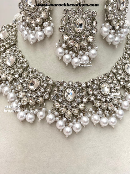 Naina Silver Stone Necklace set