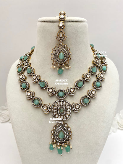 Hanali Victorian Kundan Statement Necklace set