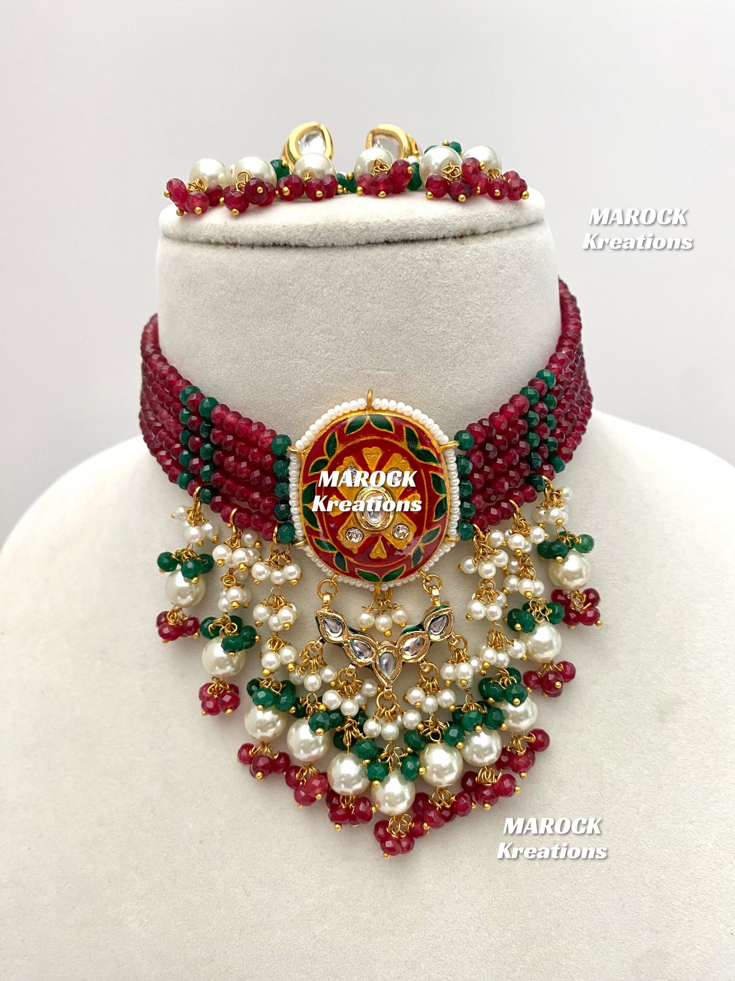 Saina Kundan Meenakari Statement Choker set