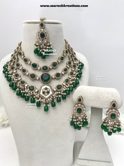 Manisha Sabyasachi inspired Premium Quality Kundan triple layer statement necklace set