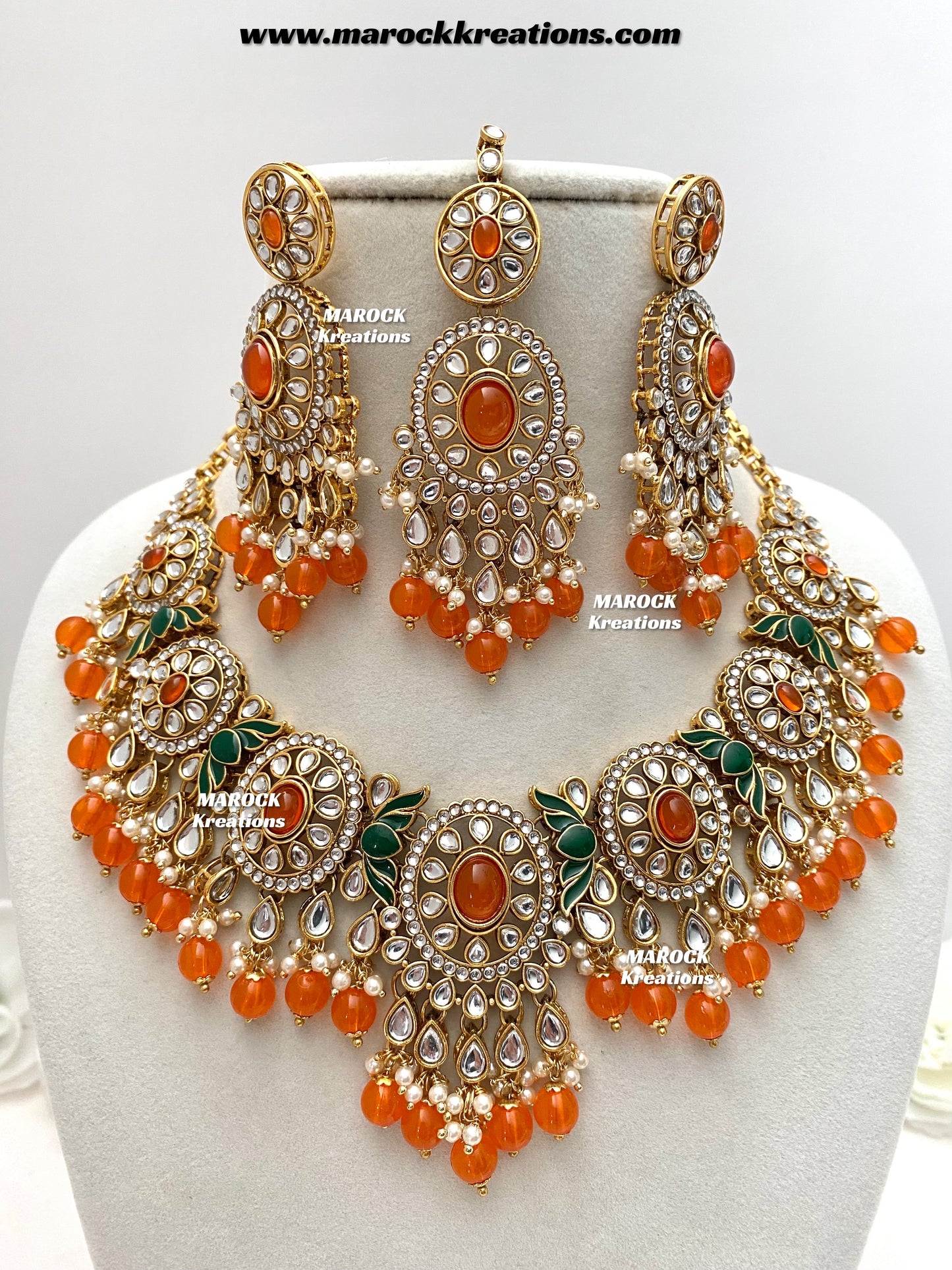 Iqra Premium Quality Kundan Meenakari Statement Necklace set