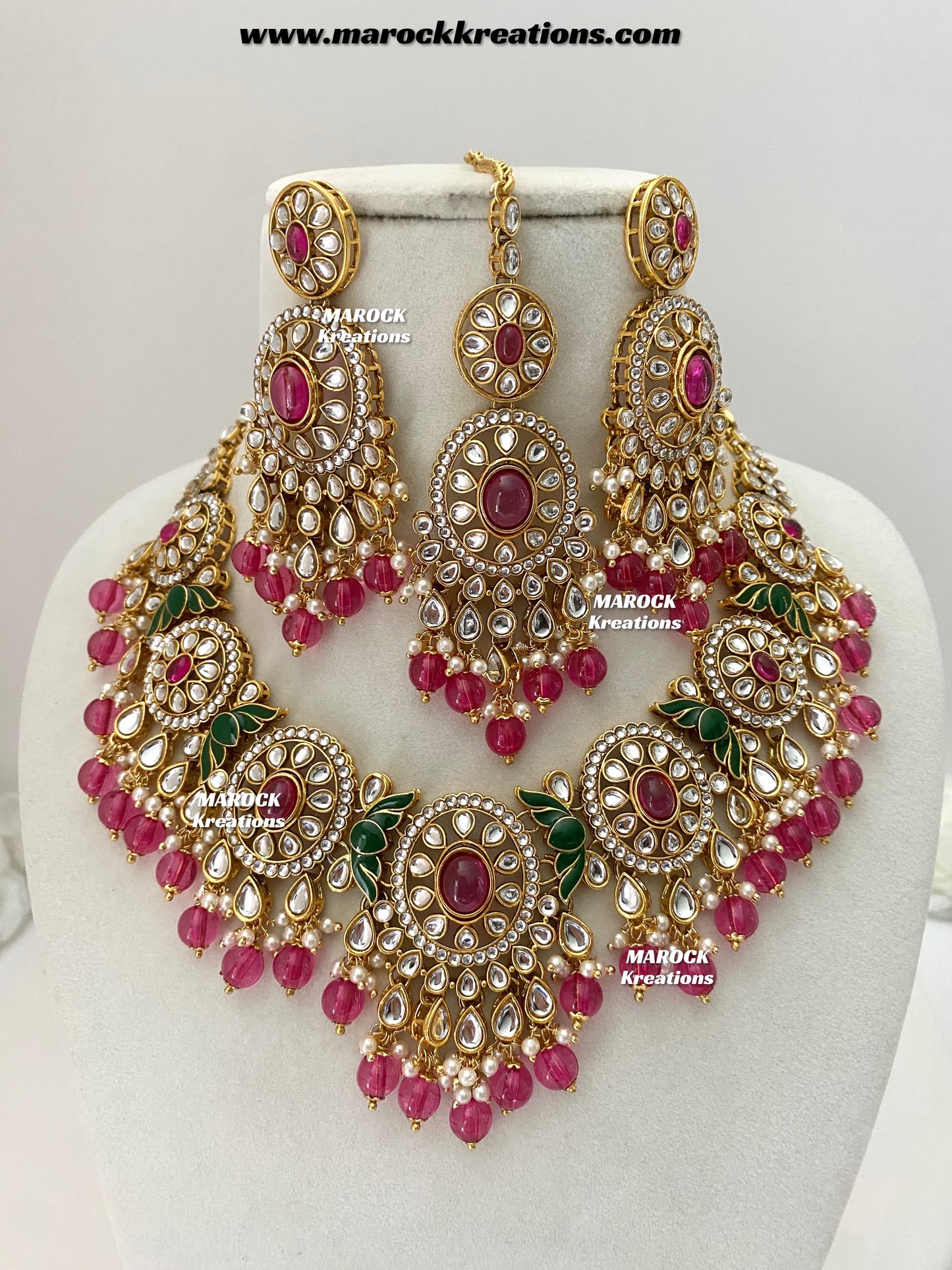 Iqra Premium Quality Kundan Meenakari Statement Necklace set