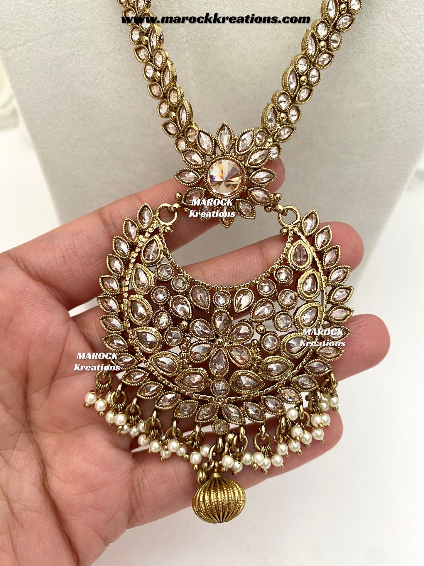 Shefali Premium Quality Polki Statement Rani haar set