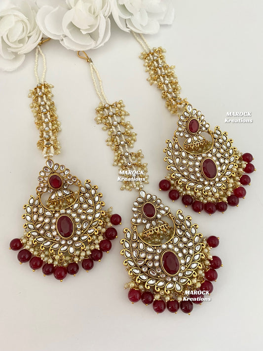 Premium Quality Kundan Earrings and tikka set