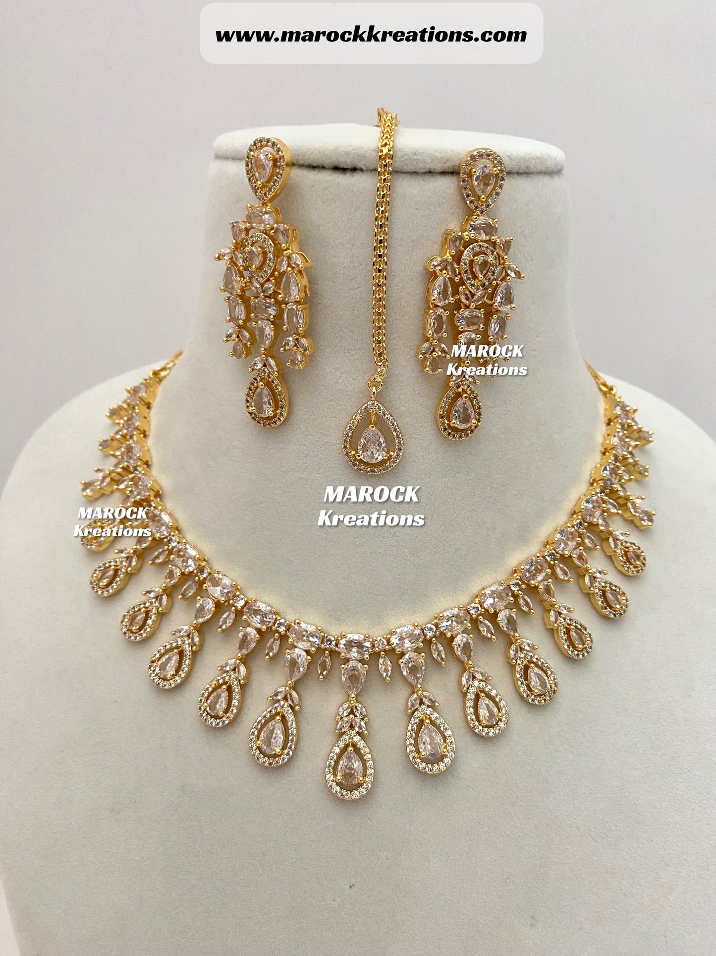 Ashley Golden American Diamond Necklace set