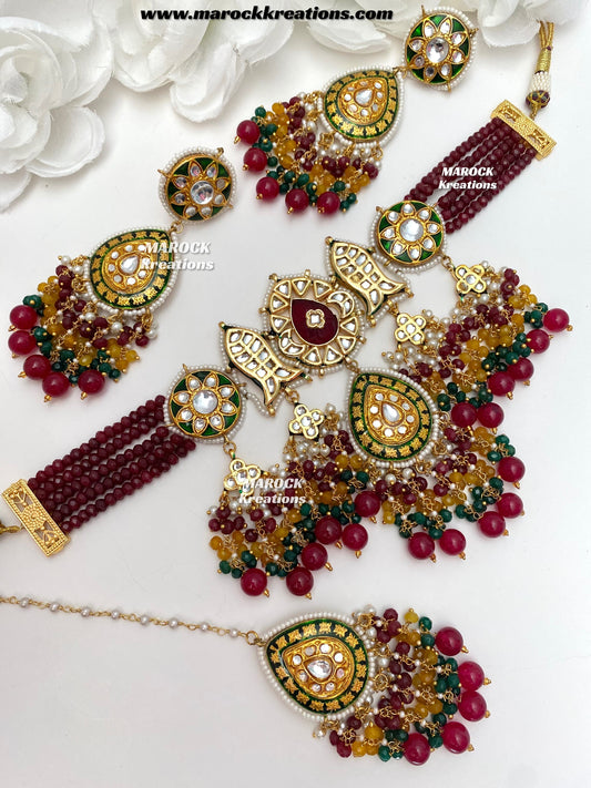 Jannat Premium Quality Kundan Meenakari Statement Choker set