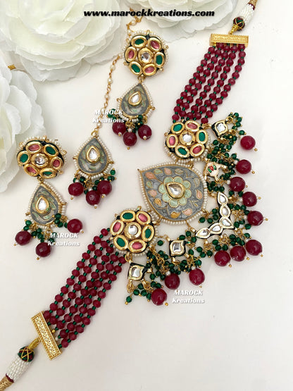 Natasha Premium Quality Kundan Meenakari Statement Choker set