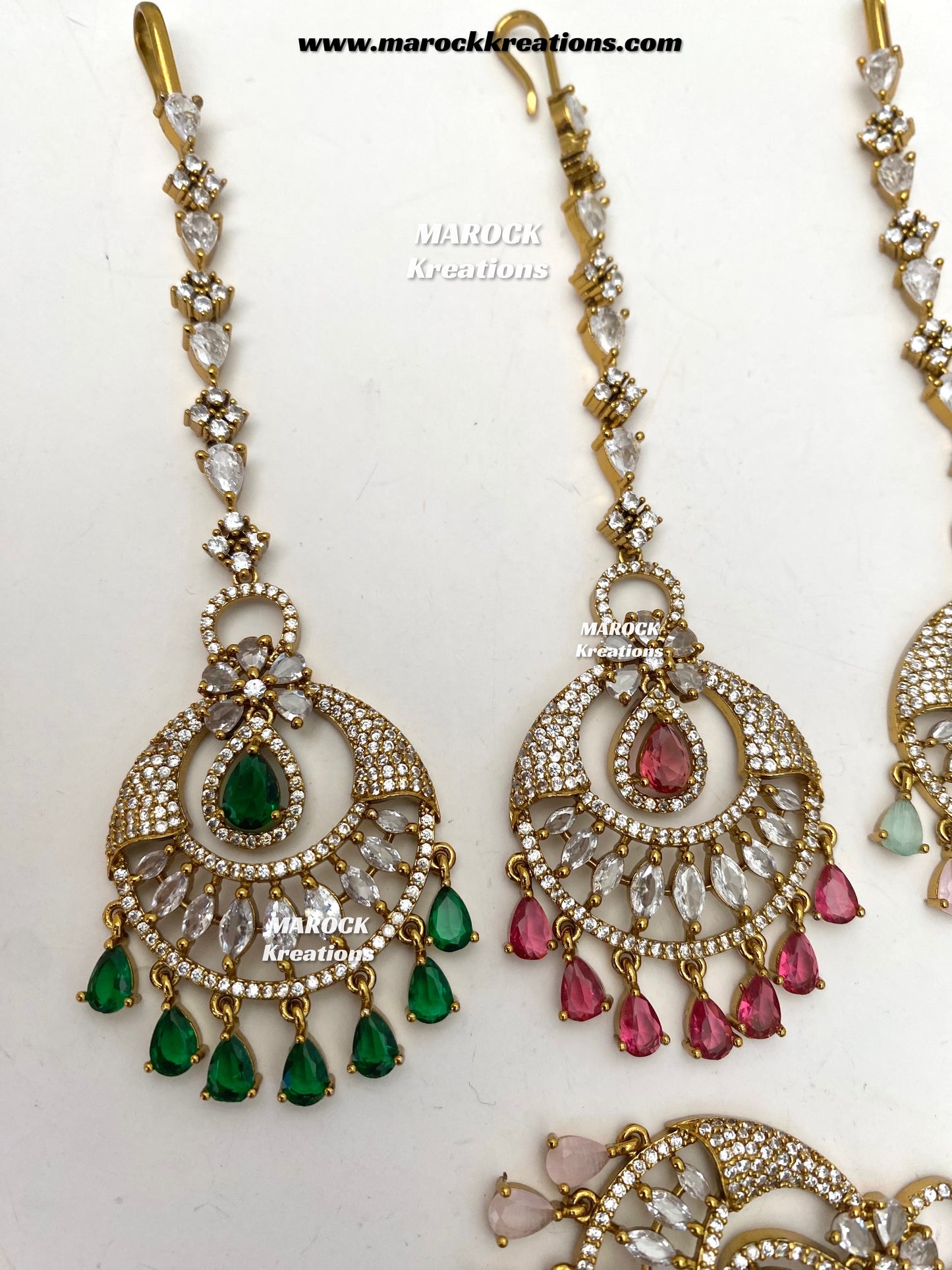 Antique Gold base American Diamond Tikka