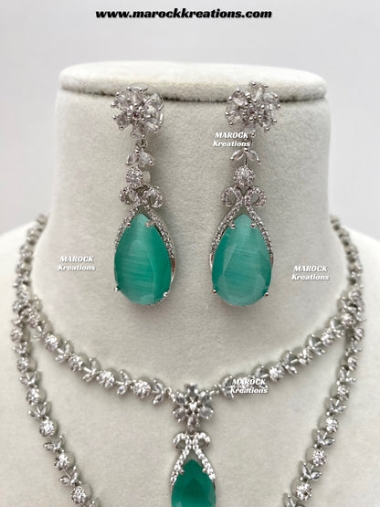 Lauren Silver American Diamond Necklace set