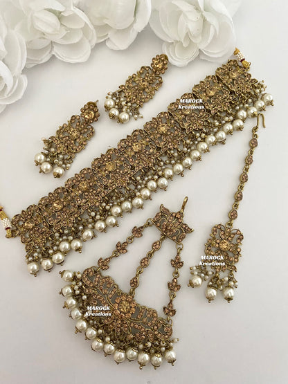 Antique Gold Pakistani Choker set