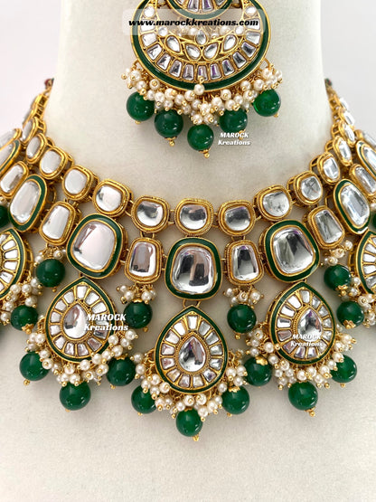 Trendy Uncut Kundan Statement Necklace set/Bridal set