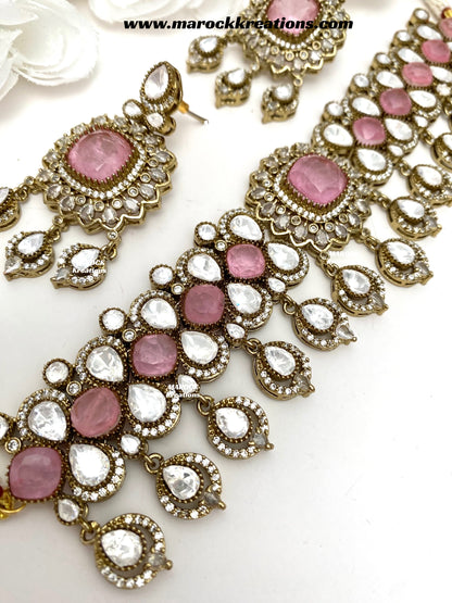 Vinny Premium Quality Moissanite Kundan Statement choker set