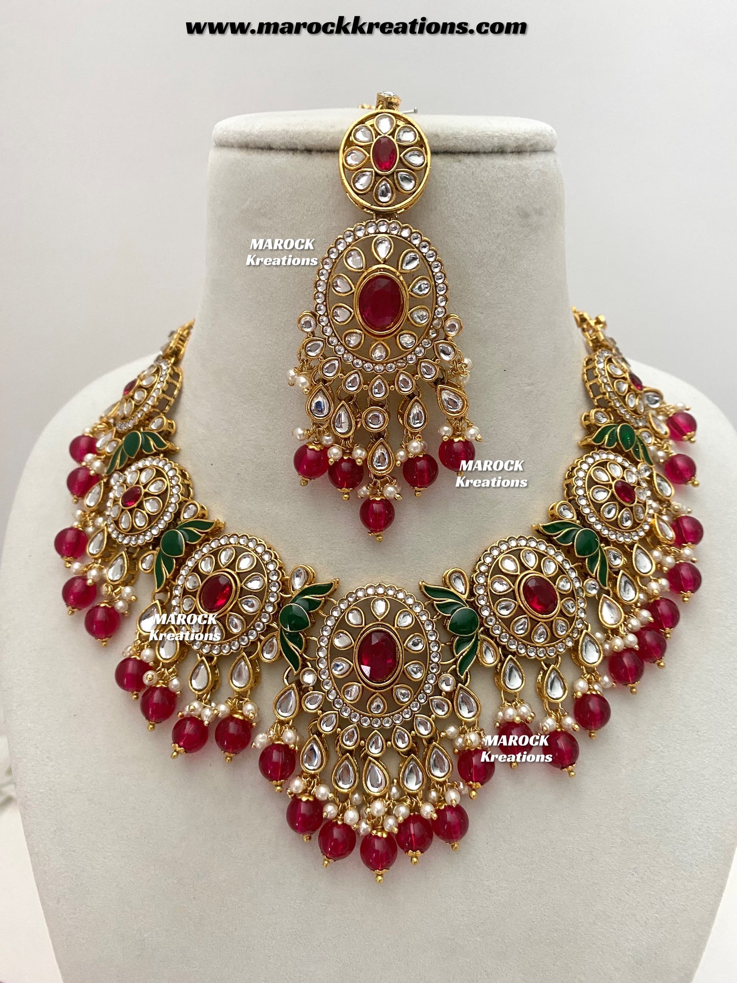 Iqra Premium Quality Kundan Meenakari Statement Necklace set