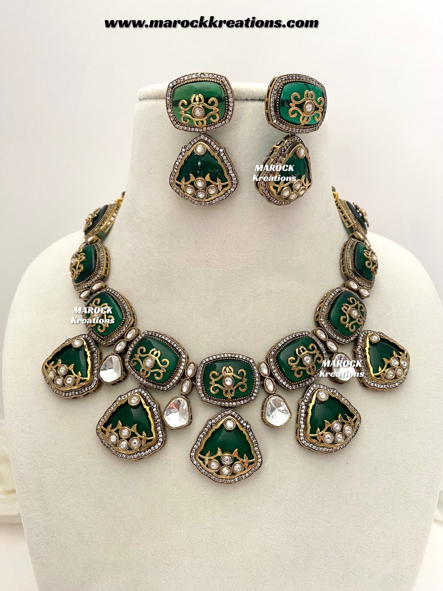 Megha Premium Quality Moissanite Kundan and doublet stones exclusive Necklace set