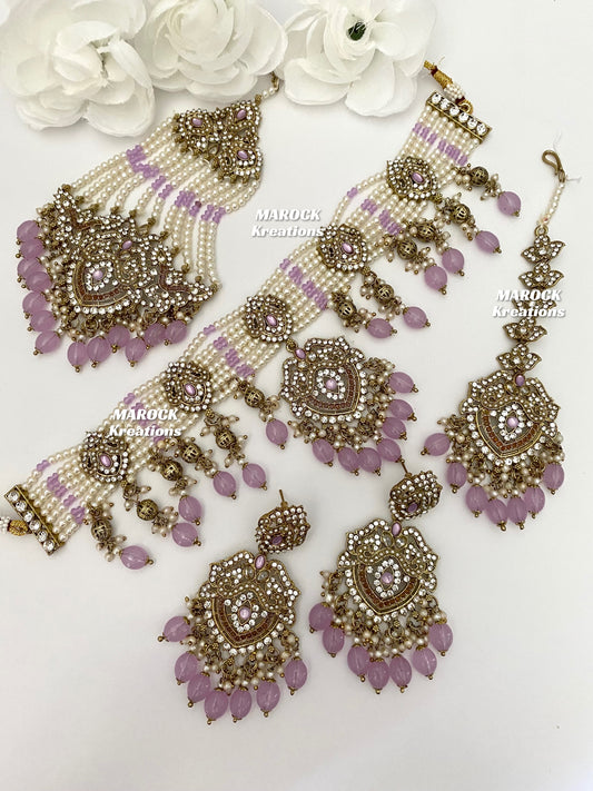 Amy Antique Gold Pakistani Choker set