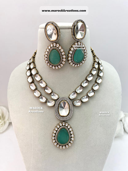 Premium Quality uncut Kundan Moissanite Necklace set
