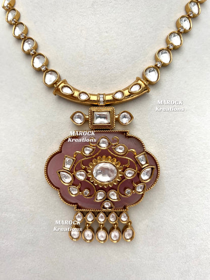 Shazia Premium Quality Moissanite Kundan Necklace set