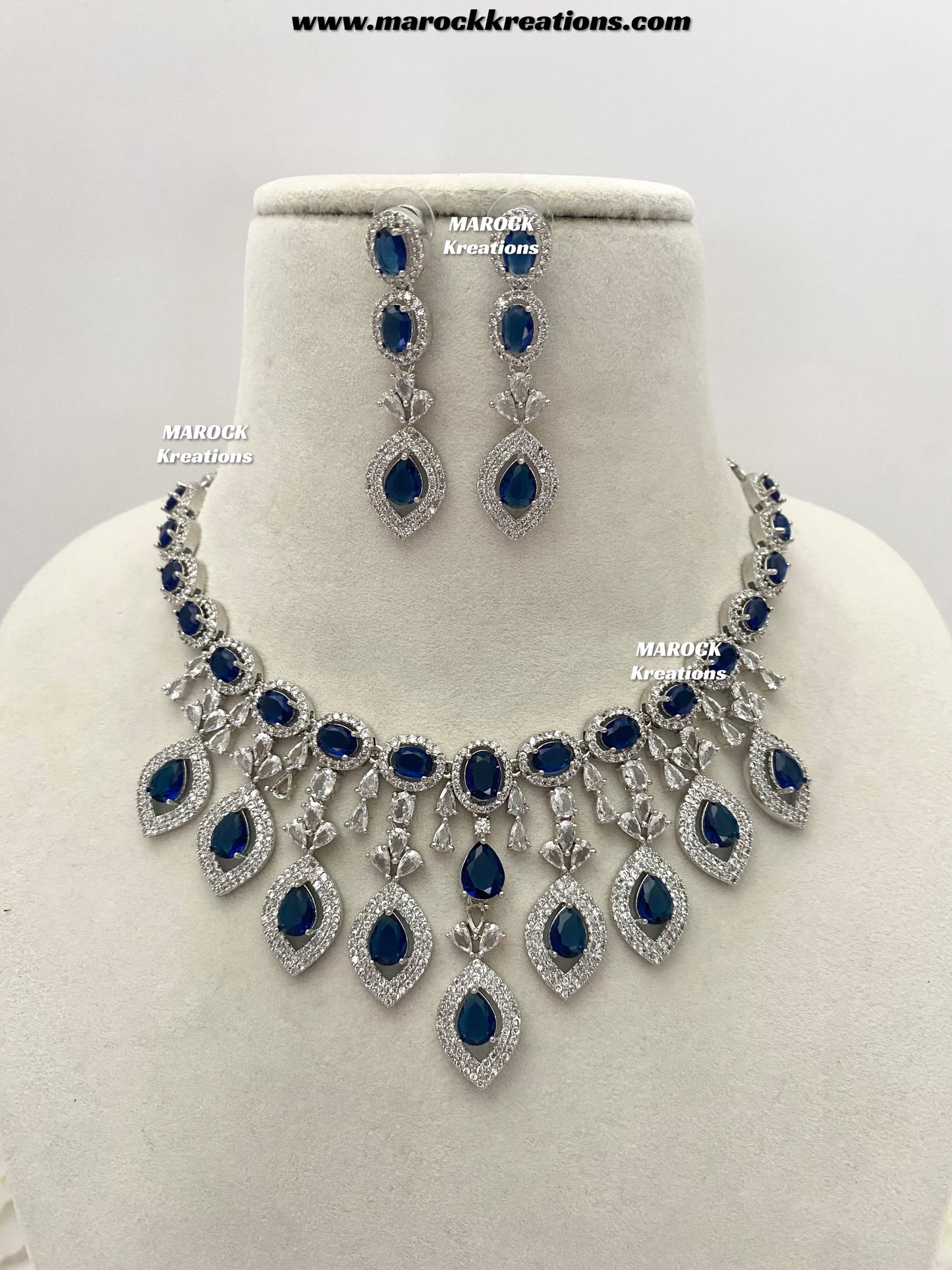 Samiha Silver American Diamond Necklace set